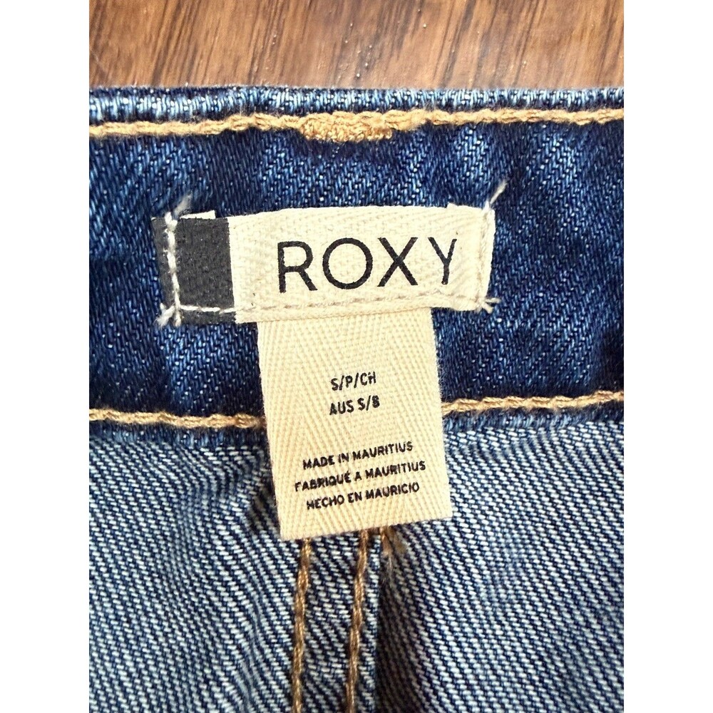 Roxy Women’s Jean Skirt Small Bottom Fly Y2K Frayed Hem - Picture 2 of 5